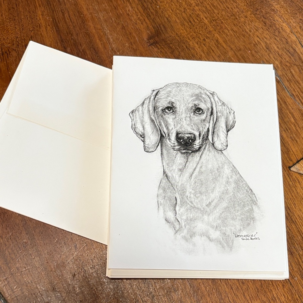 Weimaraner Dog Sketch blank Greeting Cards with envelopes